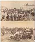 Two Original Sioux Photographs From 1891, Shortly After the Wounded Knee Massacre -- One Photograph Depicts Plenty Horses at an Omaha Dance at the Pine Ridge Agency